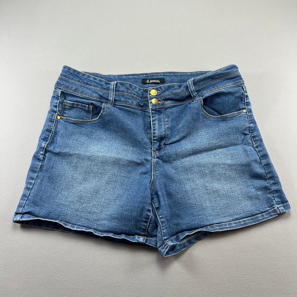 D.jeans Denim Shorts Womens 16 Blue Cotton Stretch Medium Wash High Rise Zip Fly